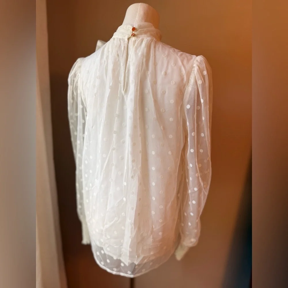 NWT Anthro Maeve Tulle Tie-Neck Blouse - Picture 7 of 8